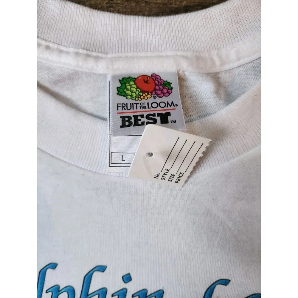 FRUIT OF THE LOOM VINTAGE 90S SHIRT MENS SIZE LARGE DOLPHIN LOVER BEACH NEW WAVE